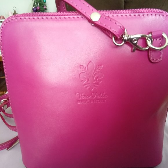 Vera Pelle Made in Italy mini crossbody handbag bright pink - Picture 5 of 5